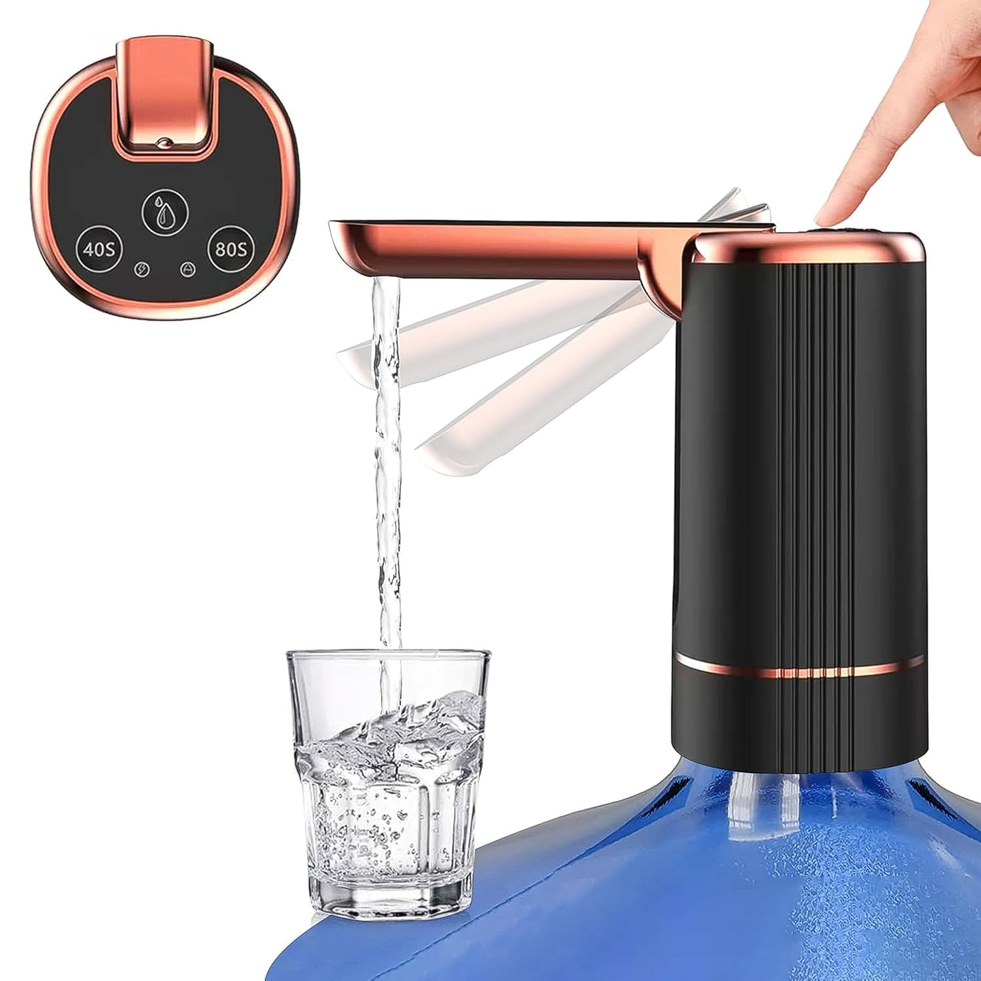 Aquno: USB Rechargeable Automatic Water Dispenser â€“ 1-Touch Pump for 20L Bottles with Timer Function, 1200mAh Battery & Easy Operation for Home, Office & Travel