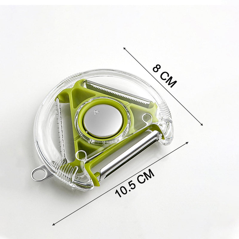 SwiftSlice: 3-in-1 Swivel Peeler with Rotating Stainless Steel Blade for Effortless Fruit & Vegetable Peeling