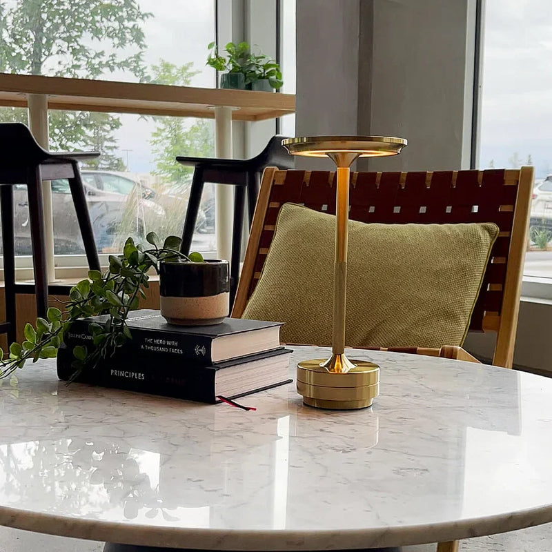 CosmicGlow: Rechargeable Super Premium Cordless LED Table Lamp, Heavy Metal Portable Lamp with Touch Sensor, Stepless Dimming & for Bedroom, Nightstand & CafÃ© Ambience