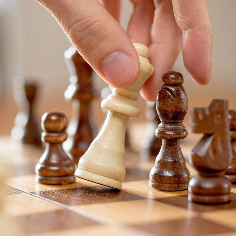 GoChess: Foldable Wooden Chess Board Set with Magnetic Pieces, Built-in Storage & Extra Queens (30 Ã— 30 cm)