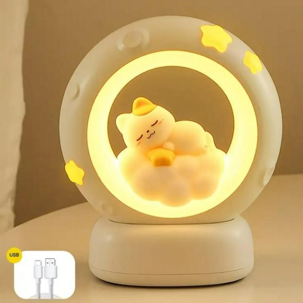 PawPop: Adorable Cat-Shaped LED Night Light â€“ USB Rechargeable Lamp with Tap Control & Adjustable Brightness for Cozy Ambiance & Gifting