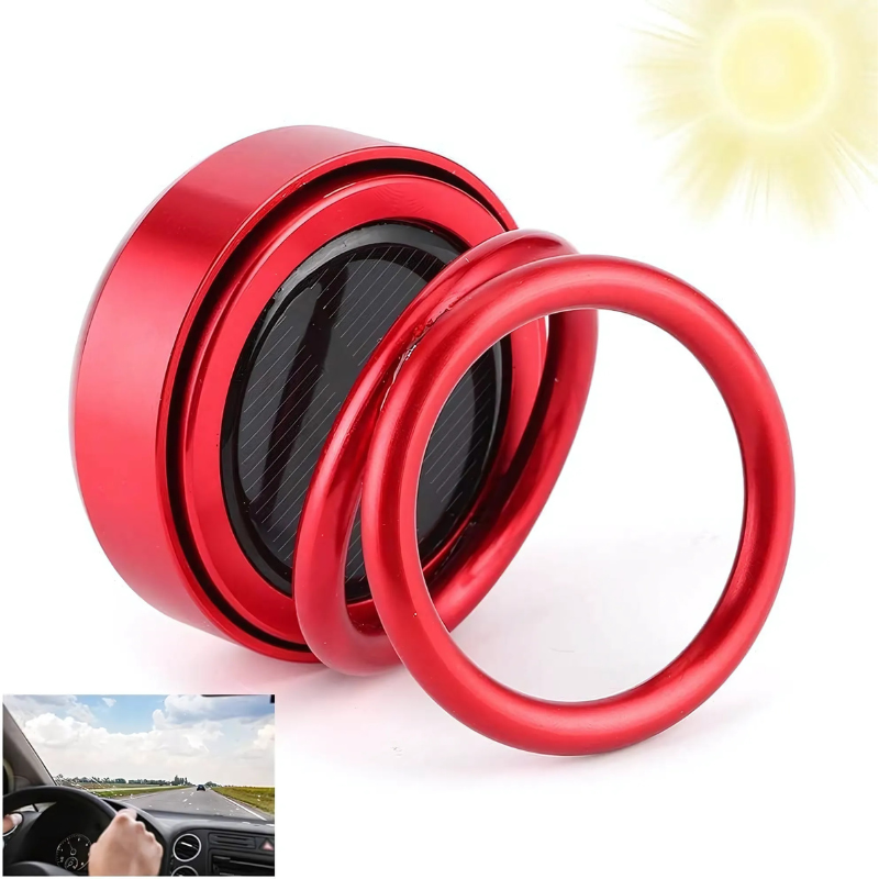 SolarBreeze: Solar-Powered Rotating Car Air Freshener with 360Â° Dual-Ring Design & Aroma Diffuser for Dashboard & Office