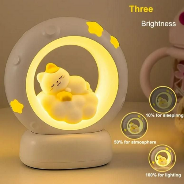 PawPop: Adorable Cat-Shaped LED Night Light â€“ USB Rechargeable Lamp with Tap Control & Adjustable Brightness for Cozy Ambiance & Gifting