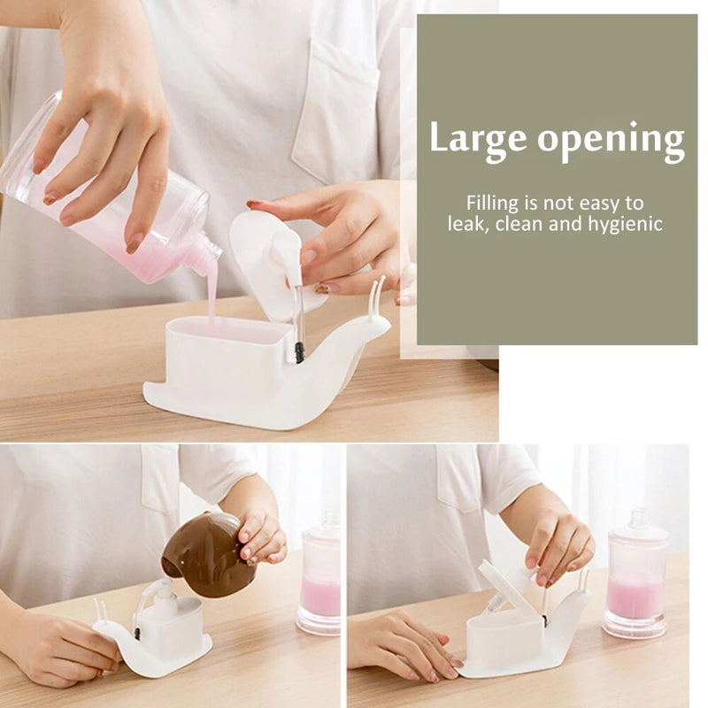 Snaqo: Cute Snail-Shaped Liquid Soap Dispenser, 120ml Refillable Pump Bottle for Hand Wash, Lotion, Shampoo & Bathroom or Kitchen Sink DÃ©cor