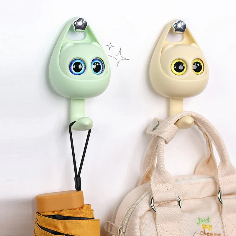 Meowook: Cute Cat Blinking Eye Wall Hook with Strong Adhesive for Keys, Bags, Clothes & Home DÃ©cor