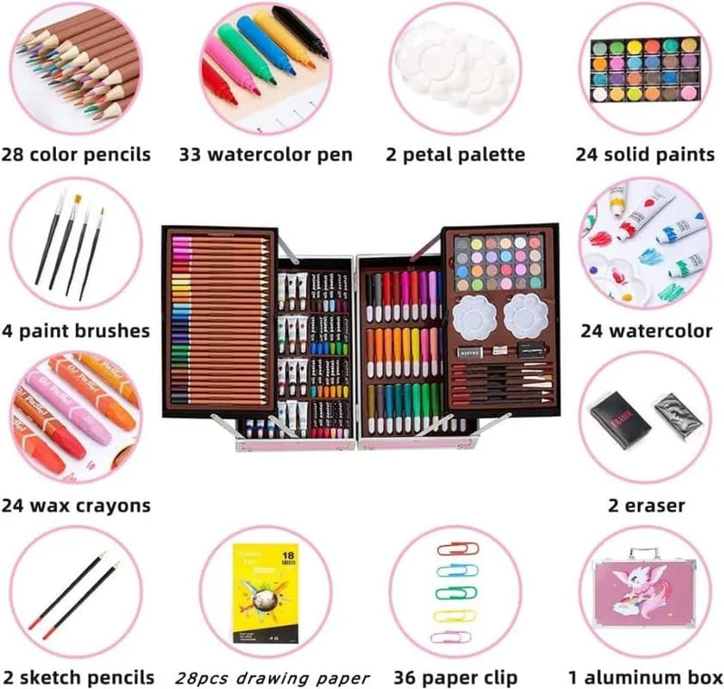 ArtPro: 145-Piece Multi-Level All-in-One Art Colouring Set Suitcase Kit Best Gift for Children