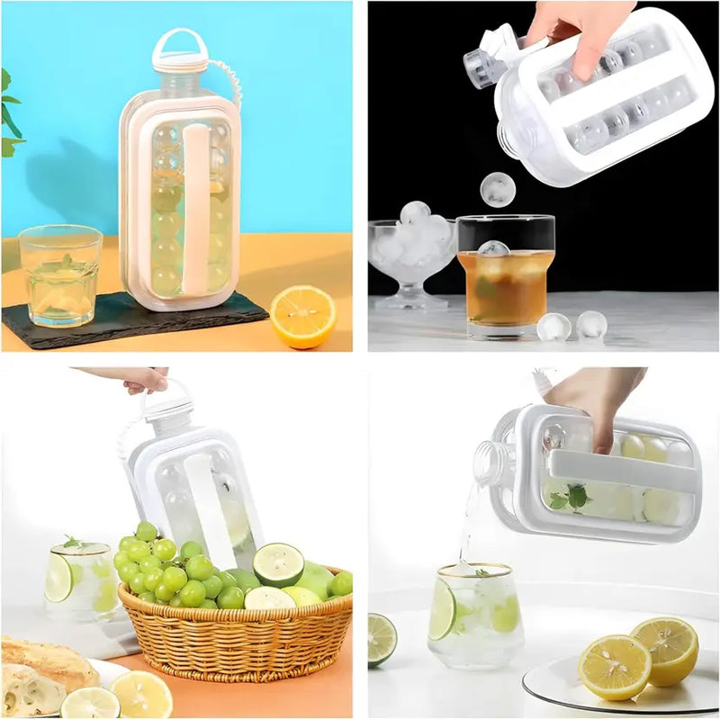 Frostee: 2-in-1 Ice Ball Maker Bottle with 17 Grids â€“ Portable Freezer Kettle & Water Jug for Cocktails, Juice, Coffee, Whiskey & Cold Beverages