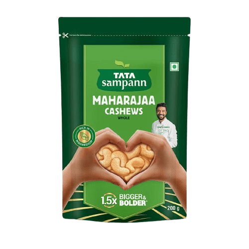 Maharajaa Cashews Kaju (Whole) | Source of Protein, Magnesium, Phosphorus, Dietary Fibre | Chef Ranveer Brar’s Choice | Premium Quality | 200g