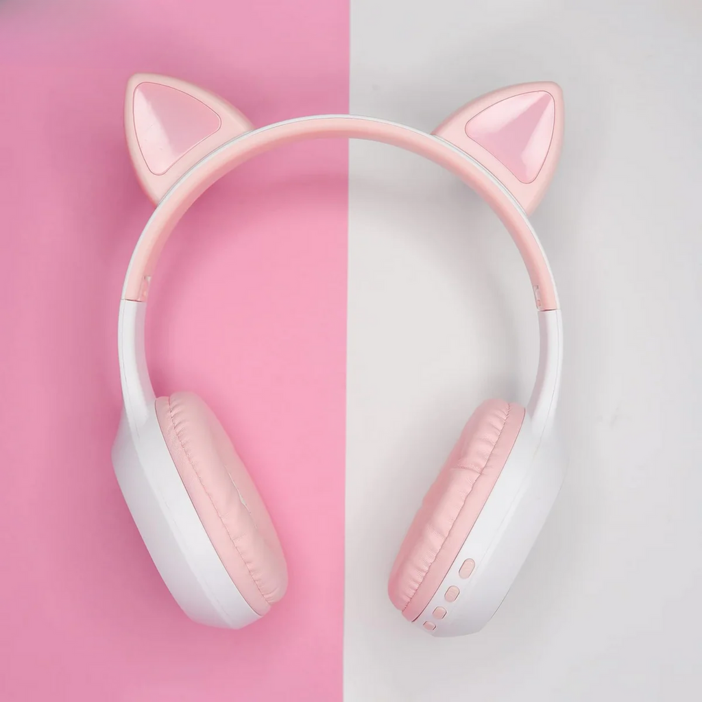 PurrStar: Cat Ear Bluetooth Headphones with LED Lights & Mic, Wireless Over-Ear Headphones, Cute Kitty Design for Music & Gaming (Assorted)