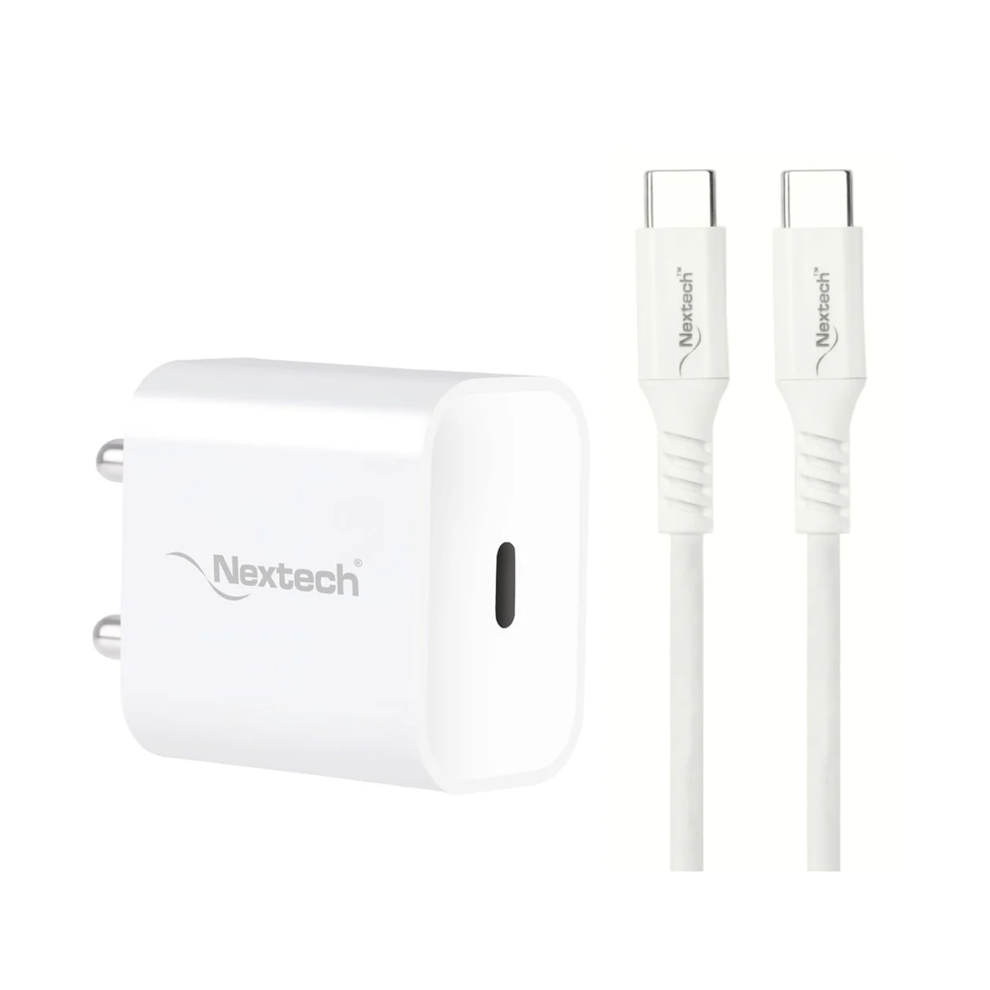 Nextech 20W PD 3.0 Type-C Charger with Type-C to Type-C 1 Meter Cable Compatible with Android & iPhone 14/13,13/12/11/X & Pro, Max Series & Other Type C Enabled Devices