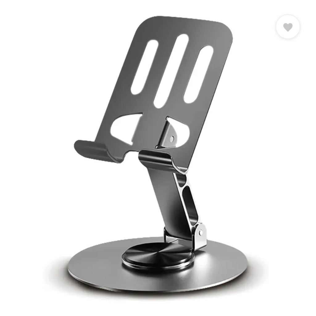 Rotaty: Adjustable Universal Mobile & Tablet Stand, 360Â° Rotating, Foldable Phone Holder with Stable Metal Base, Anti-Slip Pad & Height Adjustment for Desk & Tabletop Use