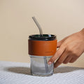 SipMate: Glass Tumbler with Lid, Straw & Leather Sleeve â€“ Perfect for Coffee, Tea, Juice & Everyday Hydration