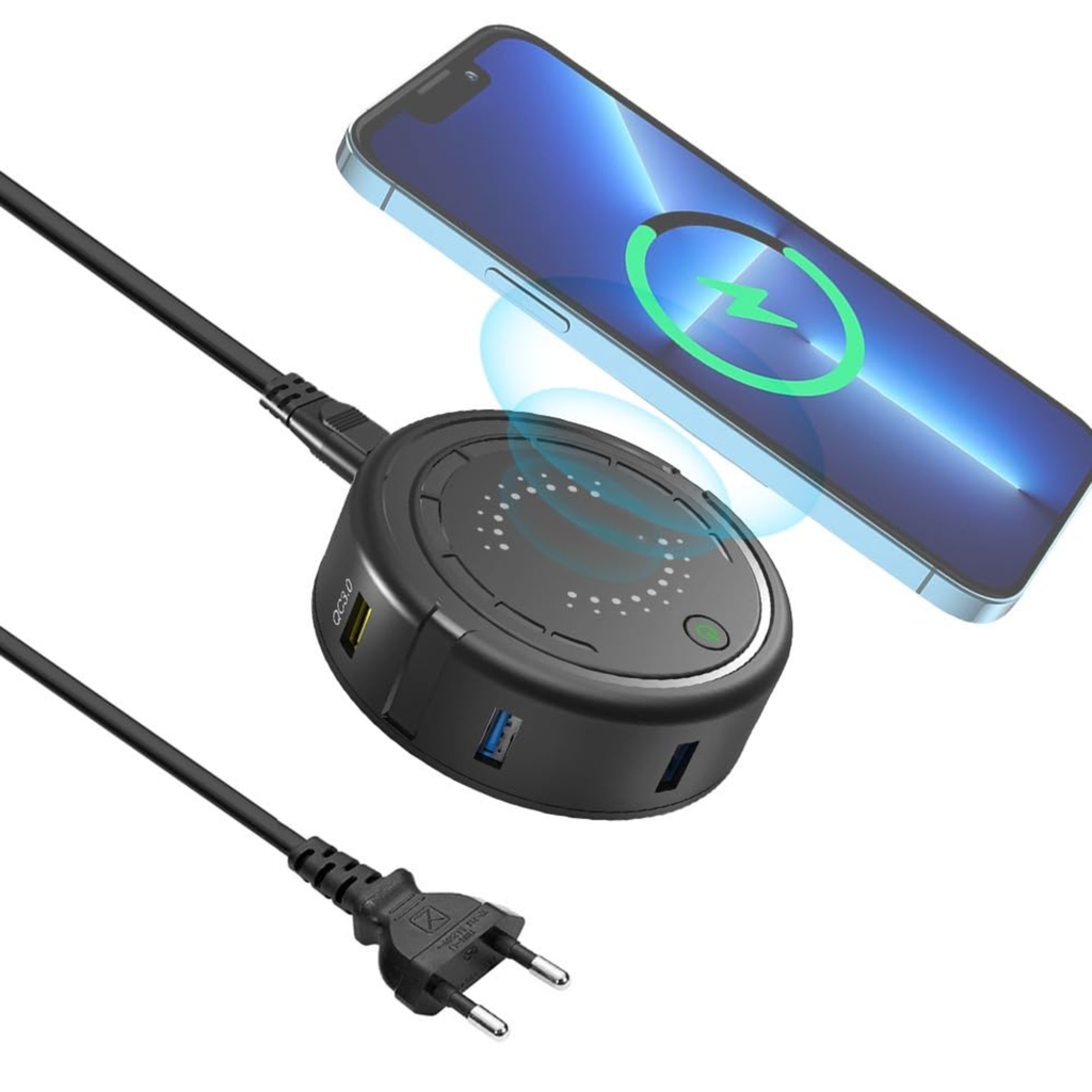 VoltHub: Wireless QC 3.0 Multi-Device Charging Station with 5 USB Ports & Built-In Charging Pad