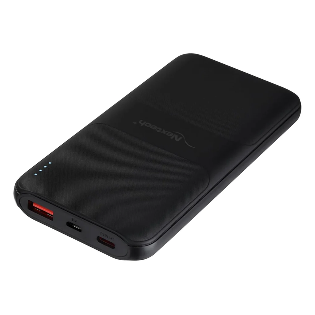 Nextech Slender PDQC 22.5W | 10000mAh | Made in India | Fast Charging | Ultra Slim Power Bank | Type-C PD & QC 3.0 USB Output | Compatible with Smartphones, iPhone, Android | Charcoal Black