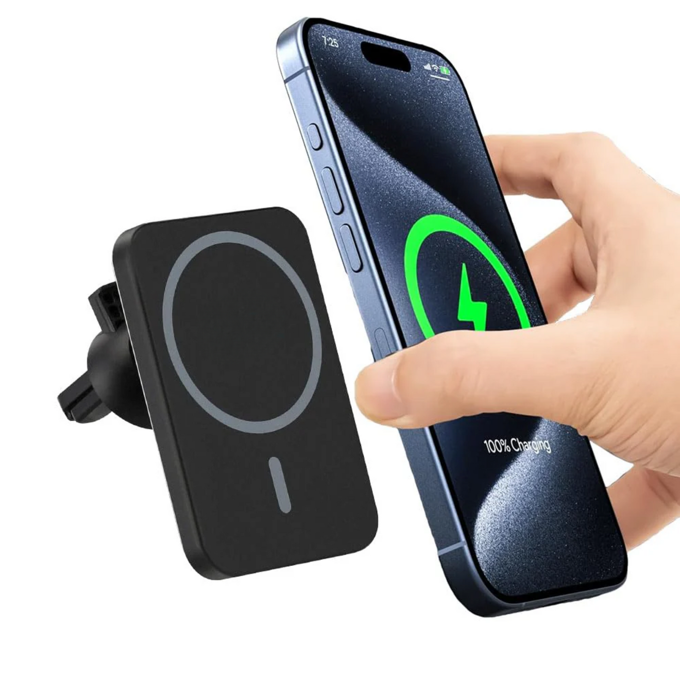 CarMeg: 15W Fast-Charging Magnetic Car Mount with 360Â° Rotation, Wireless Phone Holder for Car AC Vent with Secure Lock & Universal Smartphone Compatibility