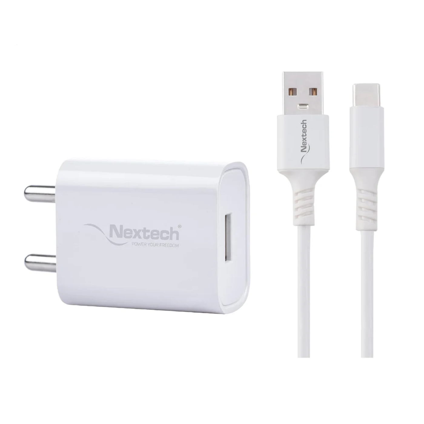 Nextech Nextech Single USB Travel Charger With USB-C Cable 2.4 A Mobile Charger with Detachable Cable (White)