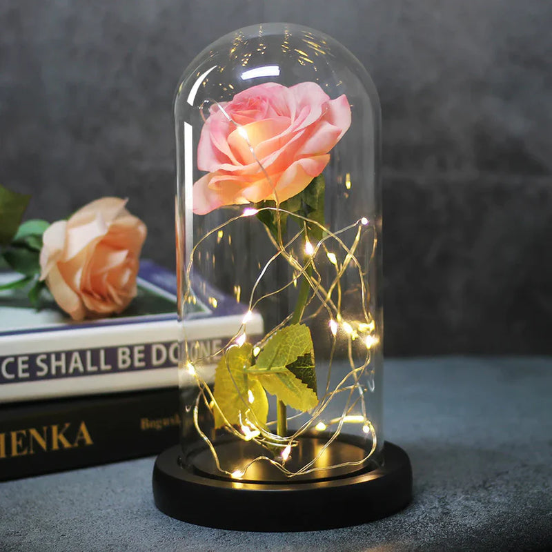 LoveBloom: Forever Glass Rose with Built-in Fairy Lights - Crystal Diamond Cut Rose for Romantic Gifting for Girlfriend & Home DÃ©cor