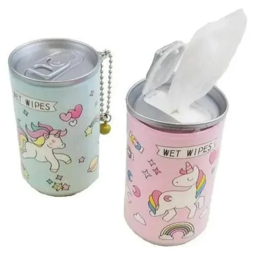 Woopy: Cute Themed Wet Wipes in a Can with Keychain â€“ Portable & Refreshing (Set of 2, 30-Piece Each)