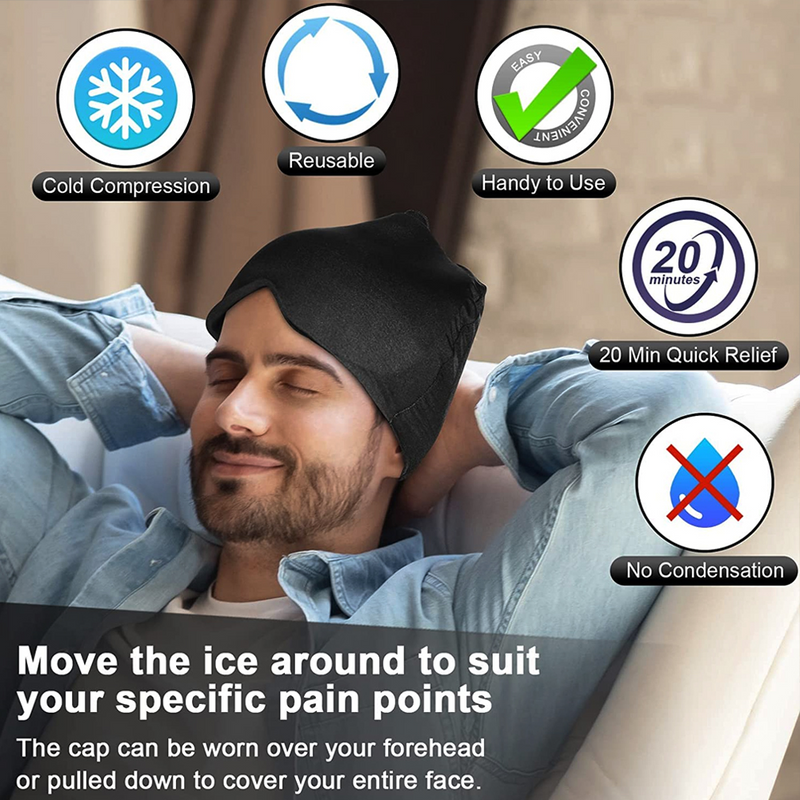 ReliefCap: Reusable Hot & Cold Therapy Hat for Migraine, Headache & Sinus Relief with Soothing Gel Compression