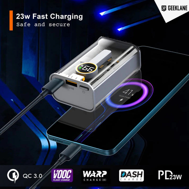 Element: 10,000mAh Compact Edition See-Thru Power Bank with PD 22.5W Fast Charging, Multiport Input/Output & LED Display