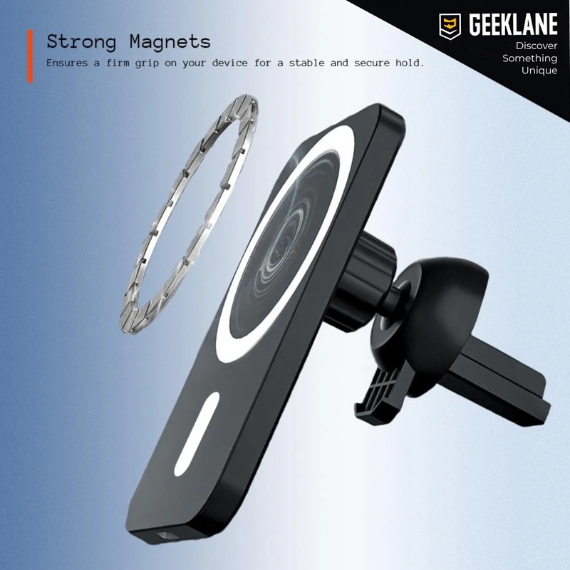 CarMeg: 15W Fast-Charging Magnetic Car Mount with 360Â° Rotation, Wireless Phone Holder for Car AC Vent with Secure Lock & Universal Smartphone Compatibility