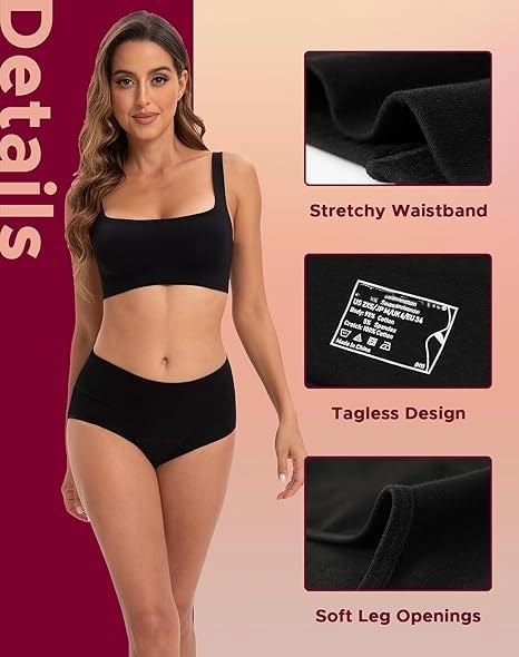High Waist Period Panty for Women | Leakproof Menstrual Panties for Girl | Reusable, Breathable Ultra-Soft Panty | All Day Comfort Leak-Proof | Multi-Layer Skin-Friendly Reusable 2 Years (Pack of 3)