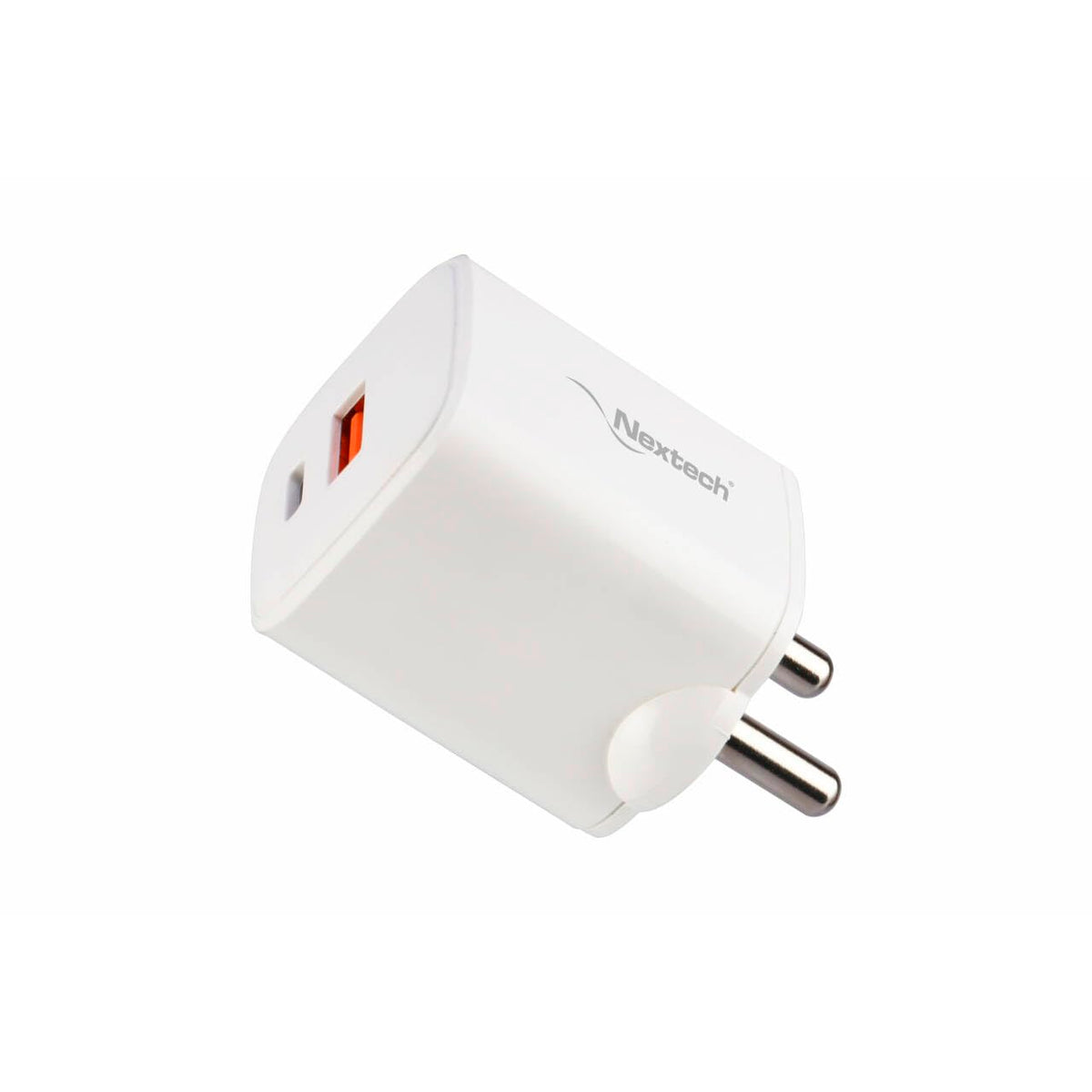Nextech NTQ30 35W Dual Port PDQC3.0 GaN, BIS Certified, Made in India Fast Wall Charger Compatible with iPhones, iPads, Tablets, Android & Smartphones (White)