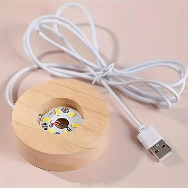 Pluto: 3D LED Crystal Ball Night Lamp with Holographic Engraving & USB-Powered Wooden Base for Home & Office DÃ©cor