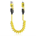Coolio: 4-in-1 Coiled Charging Cable with USB-A, Type-C & Lightning Connectors â€“ Space Saving Design for Travel, Car & Desk Setups