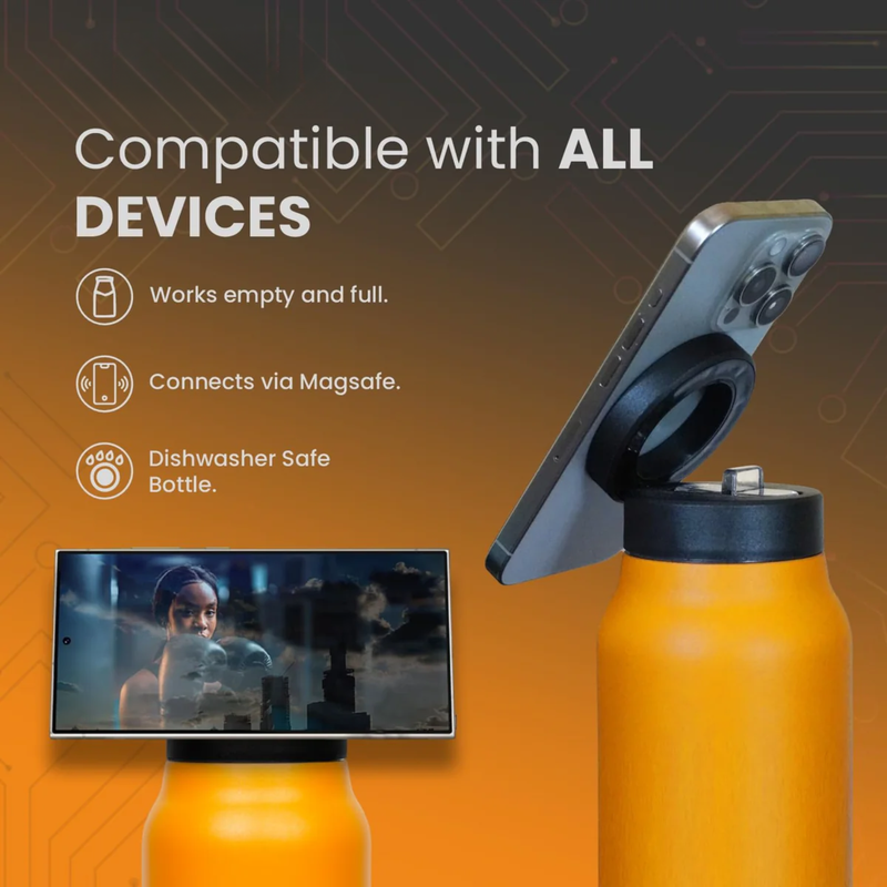 Hydra: Magnetic Smart Water Bottle with Phone Holder & Leakproof Design, Insulated Stainless Steel Bottle for Gym, Travel & Daily Hydration (800ml)