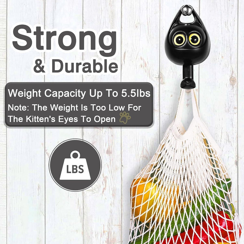 Meowook: Cute Cat Blinking Eye Wall Hook with Strong Adhesive for Keys, Bags, Clothes & Home DÃ©cor