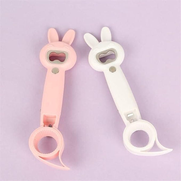 TwistEase: Cute 4-in-1 Multi-Opener for Bottles, Cans & Jars â€“ Easy Grip & Finger Protection Kitchen Tool