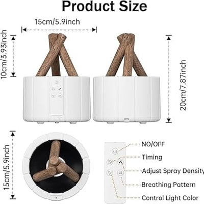 Ember: Cozy Bonfire Ultrasonic Humidifier & Aromatherapy Diffuser with Flame Effect & Ambient Night Light