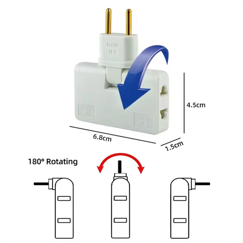FlexiPlug: 2Pcs â€” 3-in-1 Foldable Multiplug Adapter with 180Â° Rotation & Slim Design for Cramped Spaces, Travel, Desk & Daily Use