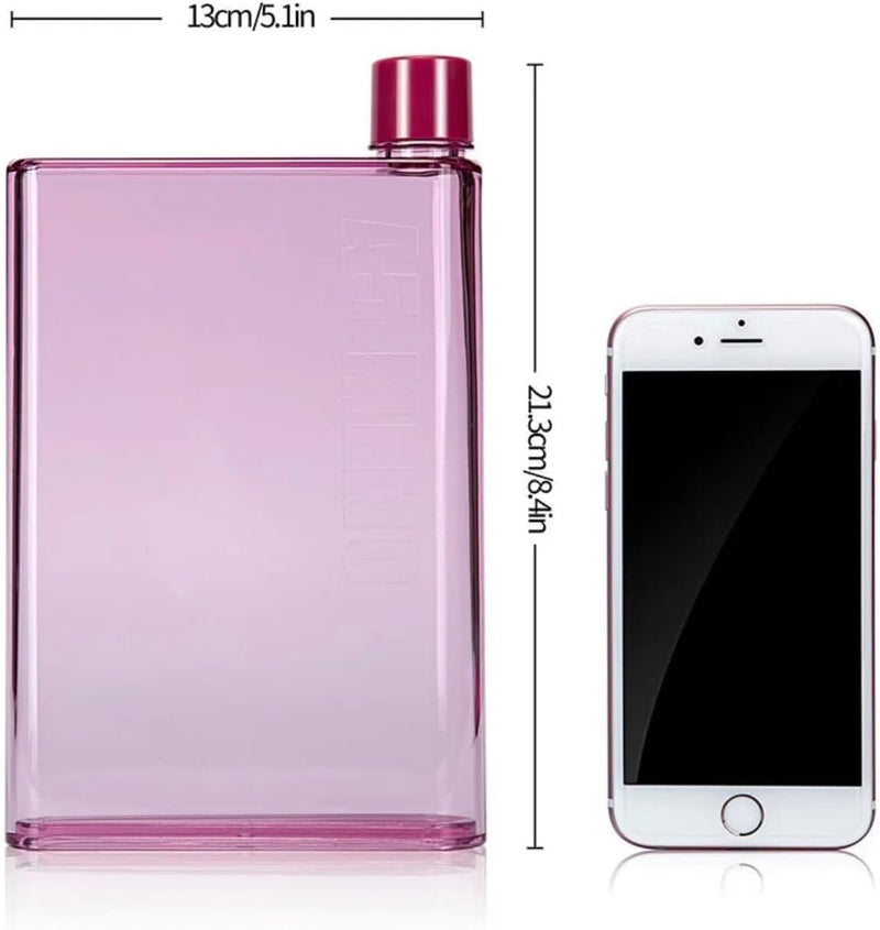 SlimSip: Ultra-Slim A5 Memo Bottle (420ml) â€“ BPA-Free Flat Water Bottle for Easy Carry in Bags & Backpacks