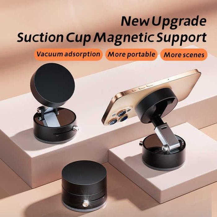 Stickoo: Magnetic Vacuum Suction Phone Holder with Adjustable Foldable Arm, Strong Mount for Car, Shower, Mirror & Smooth Surfaces