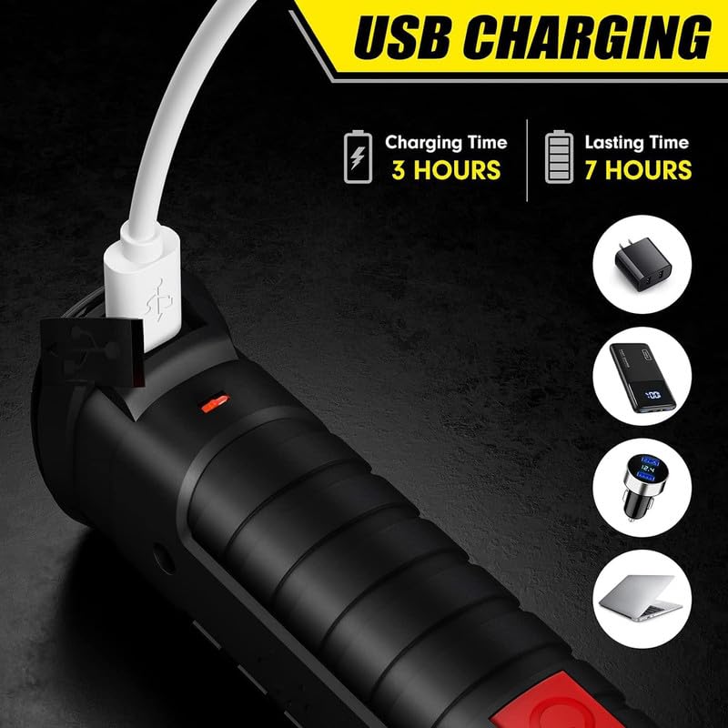 WorkLight: Rechargeable LED Work Light with Magnetic Base & 360Â° Folding Design, 5 Lighting Modes, Hook & Portable Torch for Car Repair, Camping & Emergency Use
