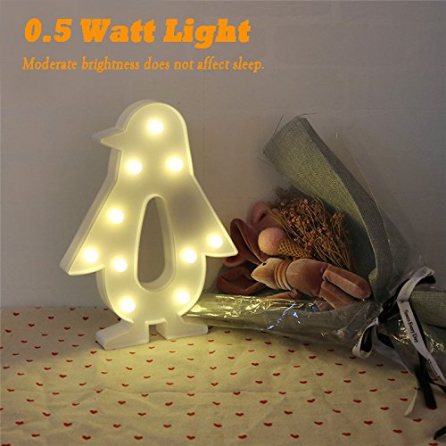 Pengo: Cute Penguin Design Marquee LED Night Light with Battery-Powered Decorative Lamp for Kidsâ€™ Room, Bedroom Wall or Table DÃ©cor