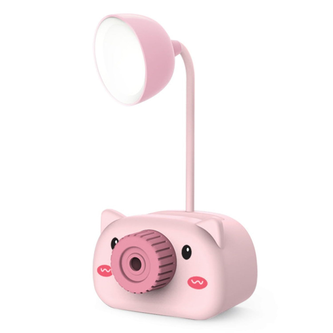 Snortie: Rechargeable LED Table Lamp with Cute Pig Design, Eye-Friendly Study Light with Pen Holder, Sharpener & Camera-Style Look for Kidsâ€™ Desk