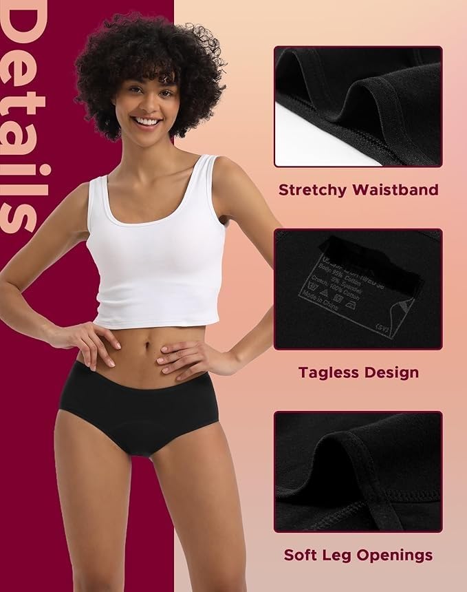 Period Panties for Women & Girls Panty (Pack of 2) Soft Cotton, Reusable & Leak Proof Menstrual Underwear, No Pads Required,