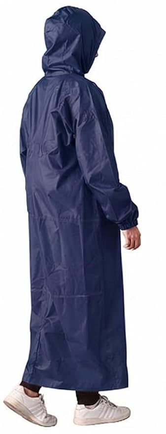 Women's Waterproof Rain Coat, Blue, Full Length, Polyester, Adjustable Hood, Side Pockets, Free Size