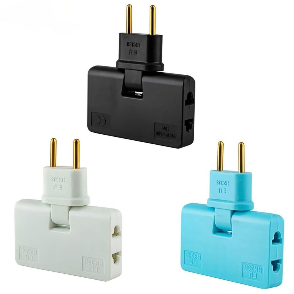 FlexiPlug: 2Pcs â€” 3-in-1 Foldable Multiplug Adapter with 180Â° Rotation & Slim Design for Cramped Spaces, Travel, Desk & Daily Use