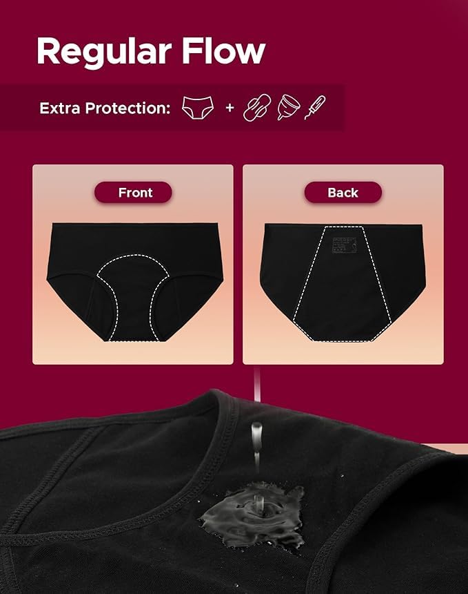 Period Panties for Women & Girls Panty (Pack of 2) Soft Cotton, Reusable & Leak Proof Menstrual Underwear, No Pads Required,