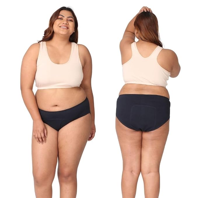 Period Panty for Plus Size Women | Hipster Fit Leakproof Panty for Periods | for School, Travel & Work | Low to Medium Flow | Use with Pad | Pack of 2
