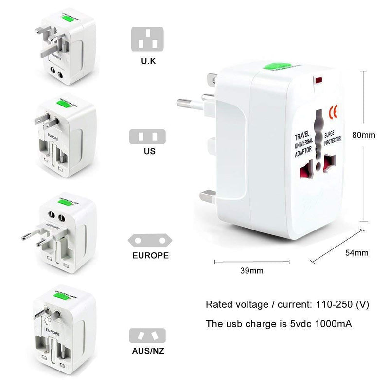 PlugGo: Universal Travel Adapter with USB, All-in-One International Plug Adapter for Charging & Appliances Compact Worldwide Adapter for Travel