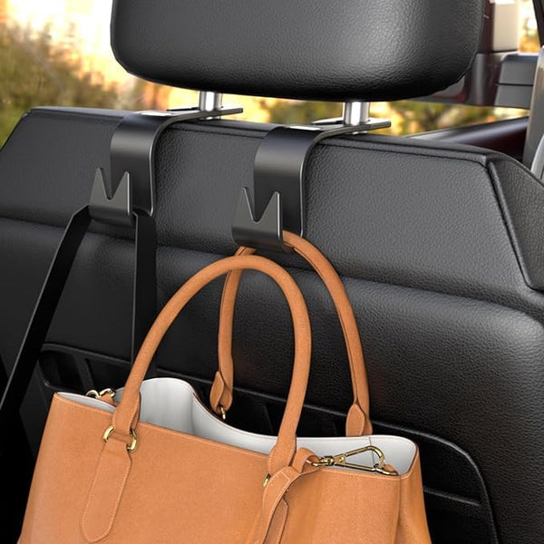 Holdie: 4-in-1 Car Seat Headrest Hooks â€“ Heavy-Duty Hangers for Organizing Bags, Groceries, Purses & Accessories Without Spills (Set of 4)
