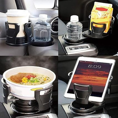 DuoHold: 2-in-1 Car Cup Holder Expander with 360Â° Rotation & Adjustable Dual Cup Slots for Large Drinks & Travel Convenience