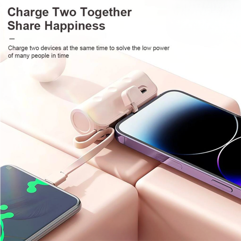 Pocky: Mini 5000 mAh Pocket Power Bank with Built-In Cable for Android, iPhone & Devices (Assorted)