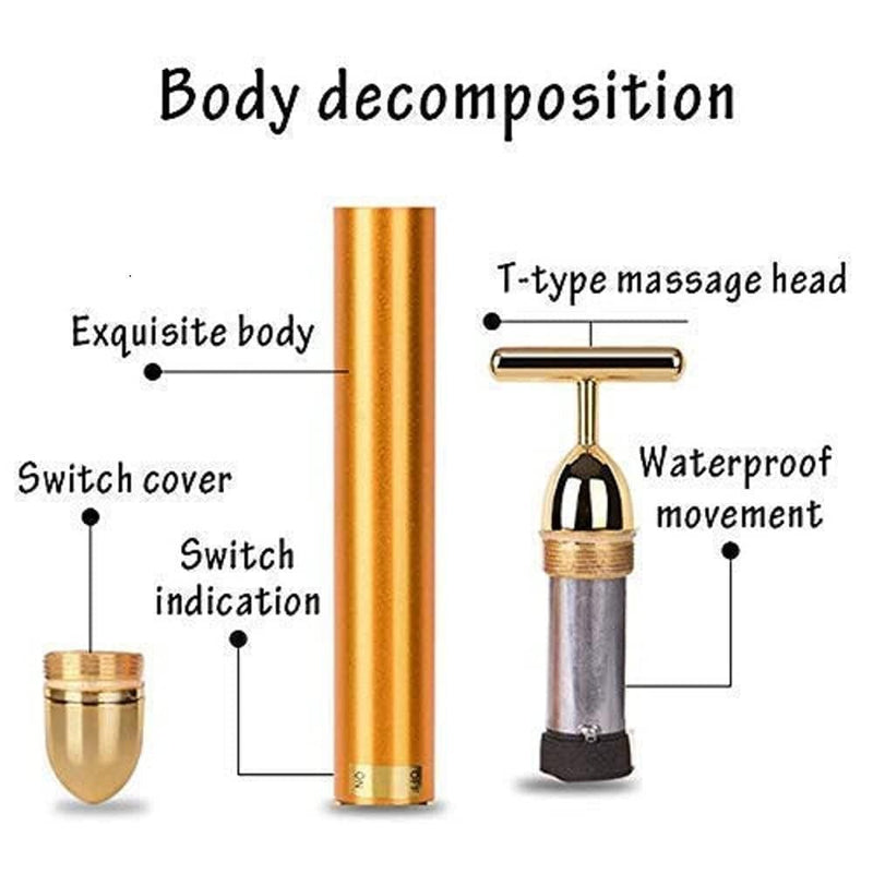 GlowLift: Electric Vibration Facial Massage Roller with T-Shaped Design for Anti-Wrinkle Skin Care & Face Lifting