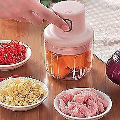EZChop: Rechargeable Mini Electric Chopper for Vegetables, Fruits & Garlic with USB Charging & Portable Food Processor Design